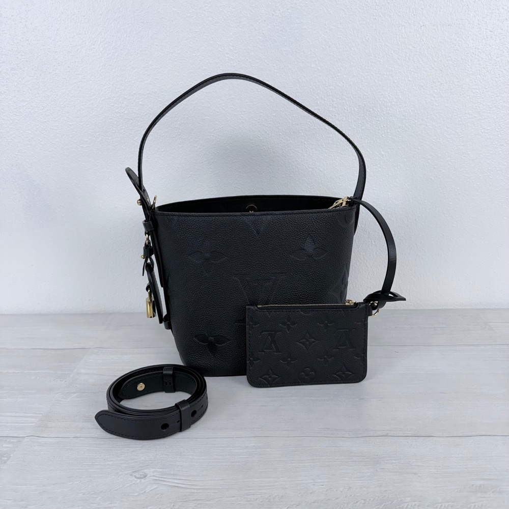 Louis Vuitton All In BB Bucket Bag Black Monogram Empreinte Leather Crossbody
